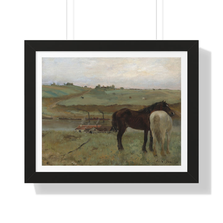 Horses in a Meadow by Edgar Degas - Framed Print - Zapista