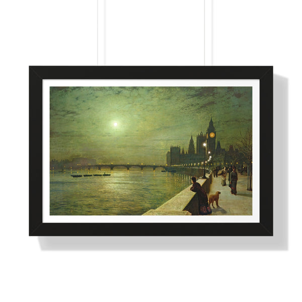 Reflections on the Thames, Westminster by John Atkinson Grimshaw - Framed Print - Zapista