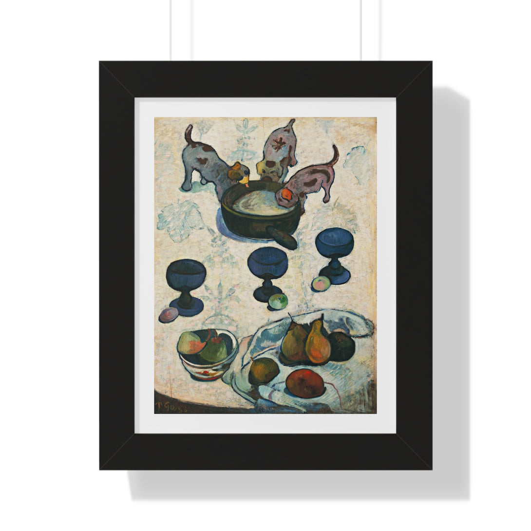 Still Life with Three Puppies by Paul Gauguin - Framed Print - Zapista