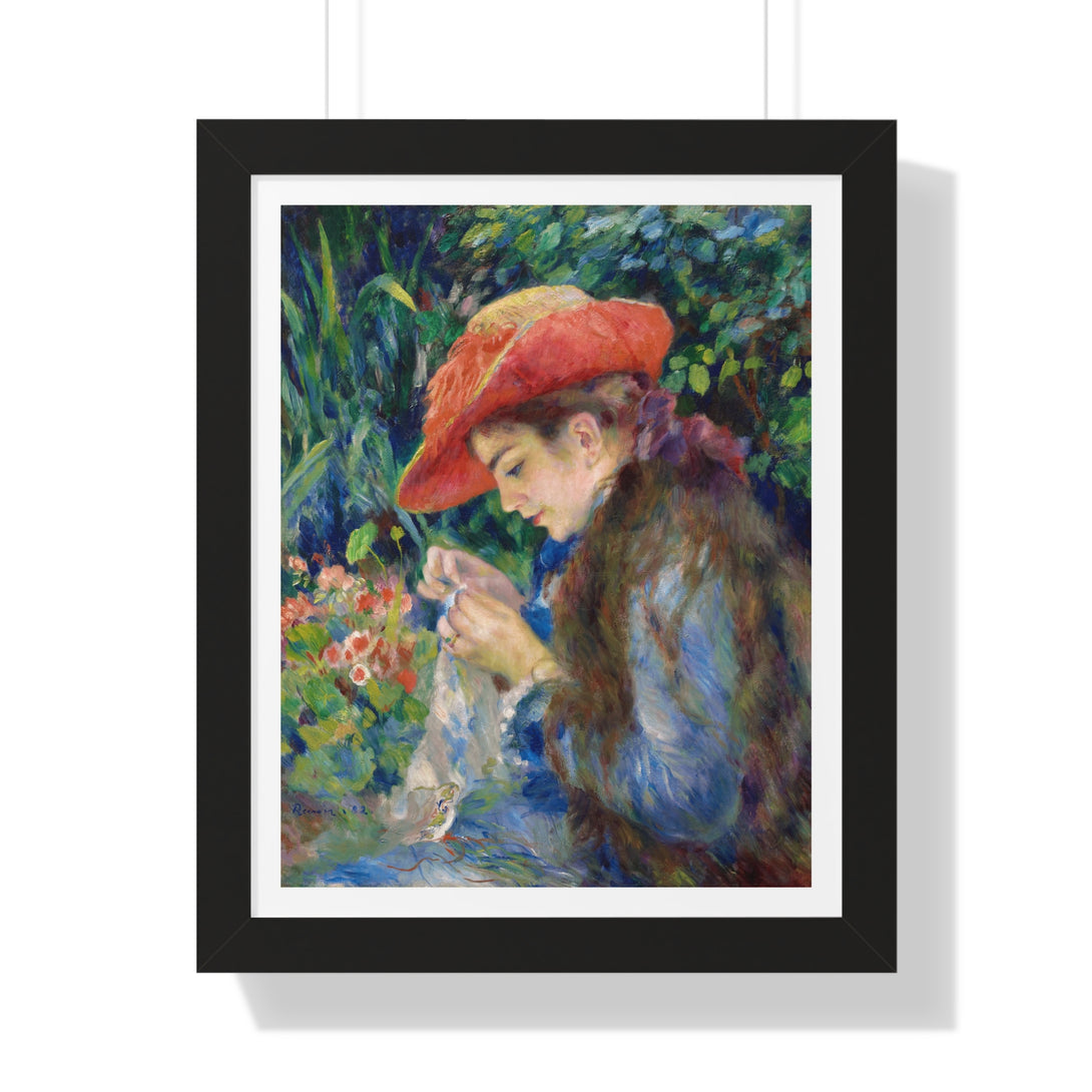 Marie-Thérèse Durand-Ruel Sewing by Pierre-Auguste Renoir - Framed Print - Zapista