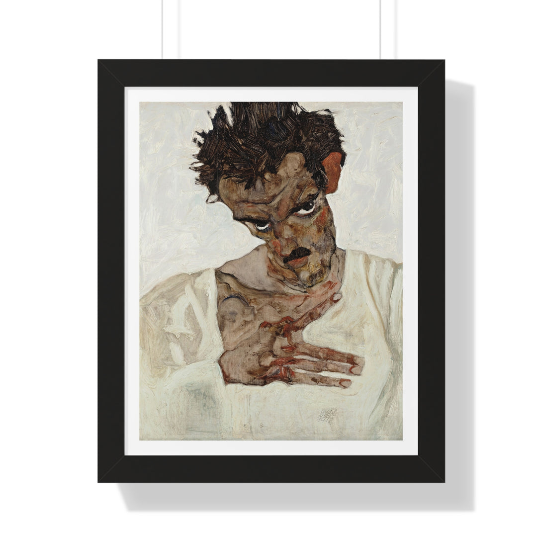 Self-Portrait With Lowered Head by Egon Schiele - Framed Print - Zapista