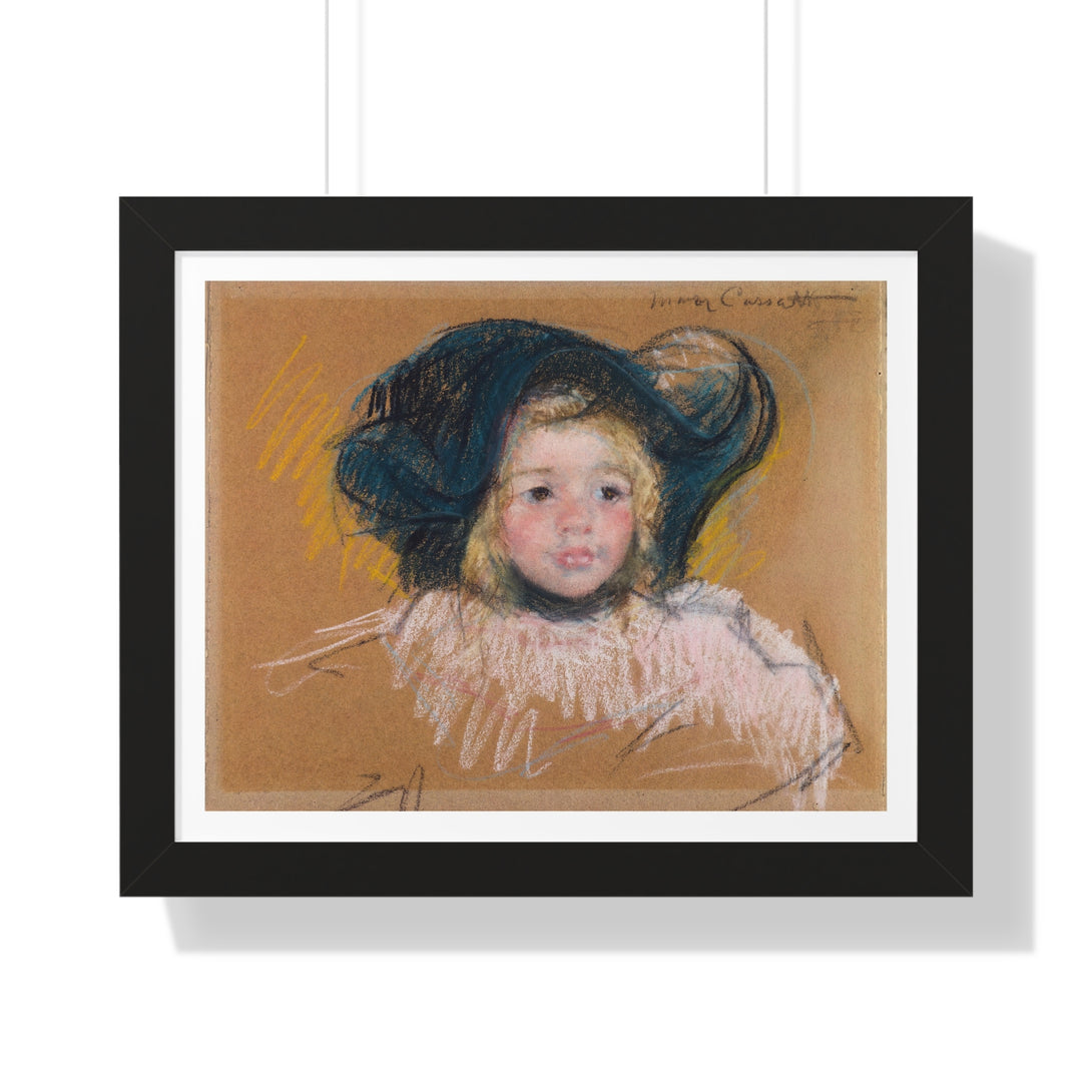 Head of Simone in a Green Bonnet with Wavy Brim (No. 2) by Mary Cassatt - Framed Print - Zapista