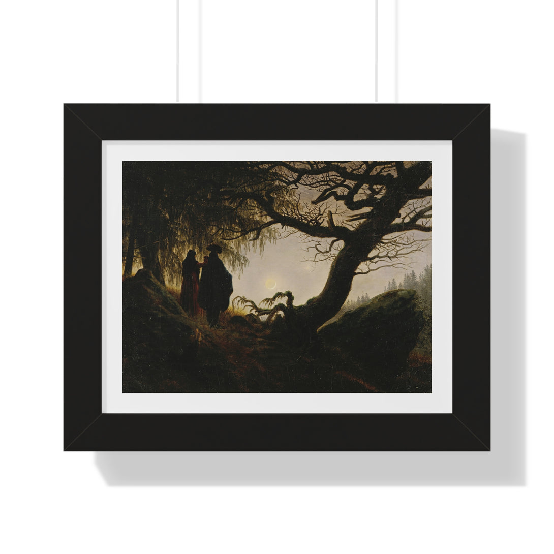 Man and Woman Contemplating the Moon by Caspar David Friedrich - Framed Print - Zapista