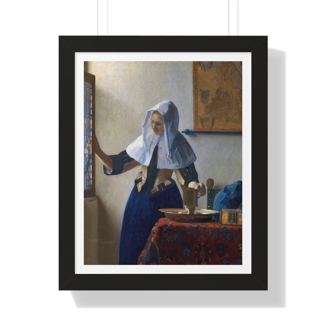 Woman with a Water Jug by Johannes Vermeer - Framed Print - Zapista