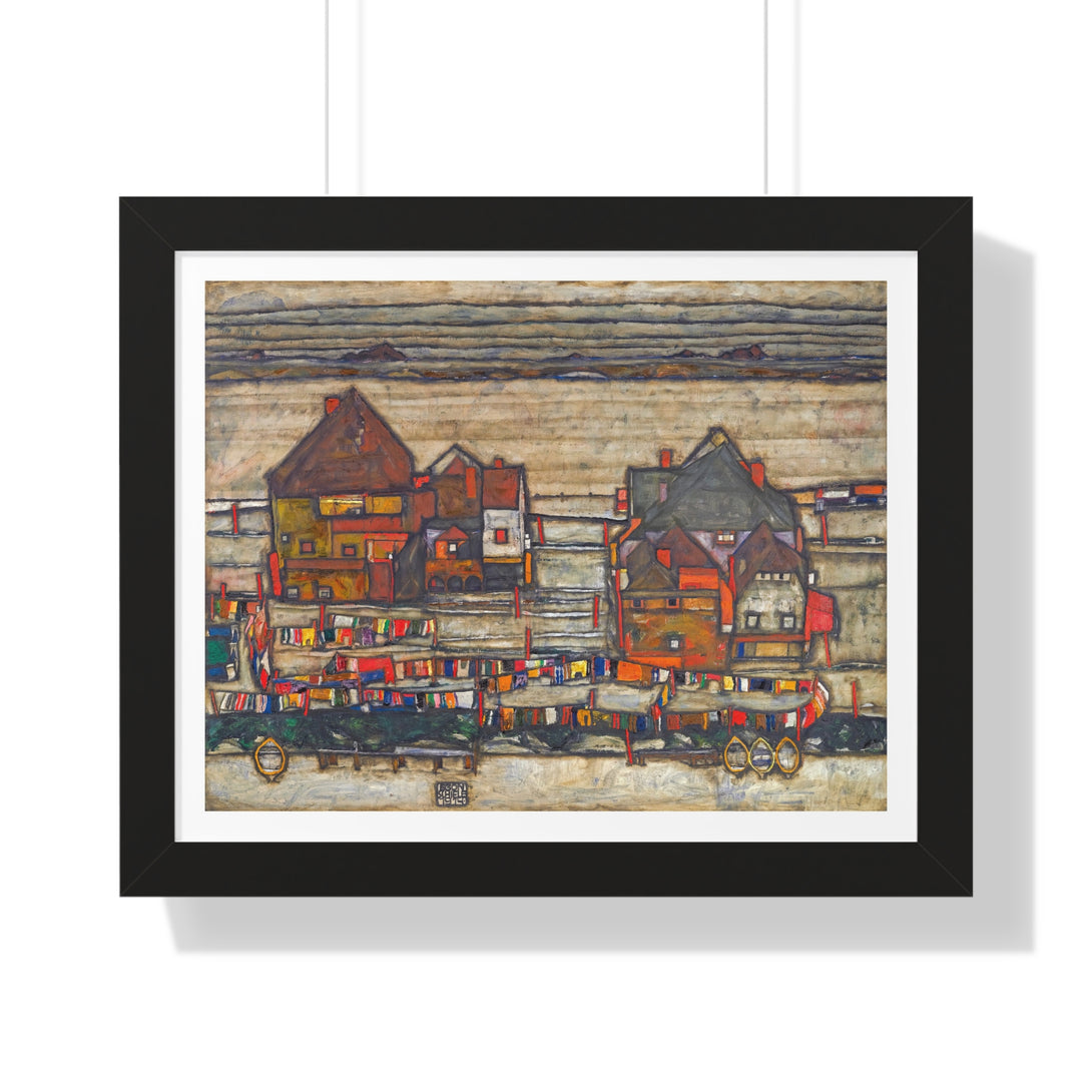 Houses With Laundry (Suburb II) by Egon Schiele - Framed Print - Zapista