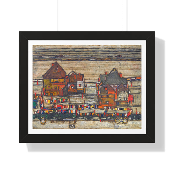 Houses With Laundry (Suburb II) by Egon Schiele - Framed Print - Zapista