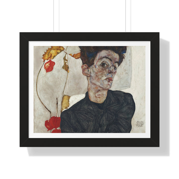 Self-Portrait With Physalis by Egon Schiele - Framed Print - Zapista