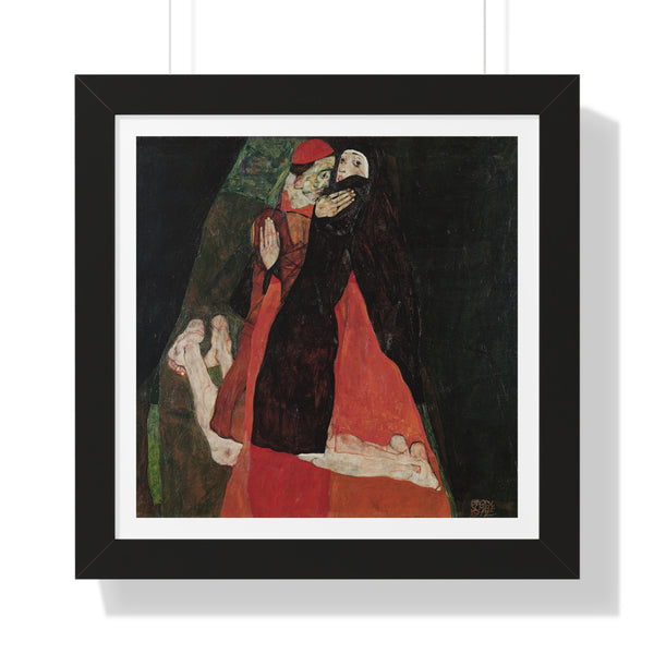 Cardinal and Nun (Caress) by Egon Schiele - Framed Print - Zapista