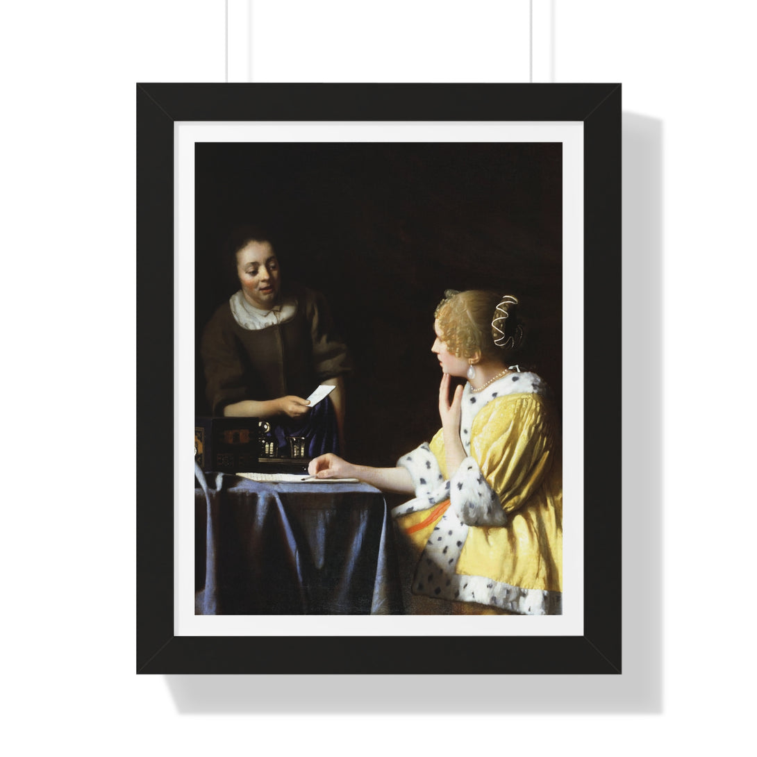 Mistress and Maid by Johannes Vermeer - Framed Print - Zapista