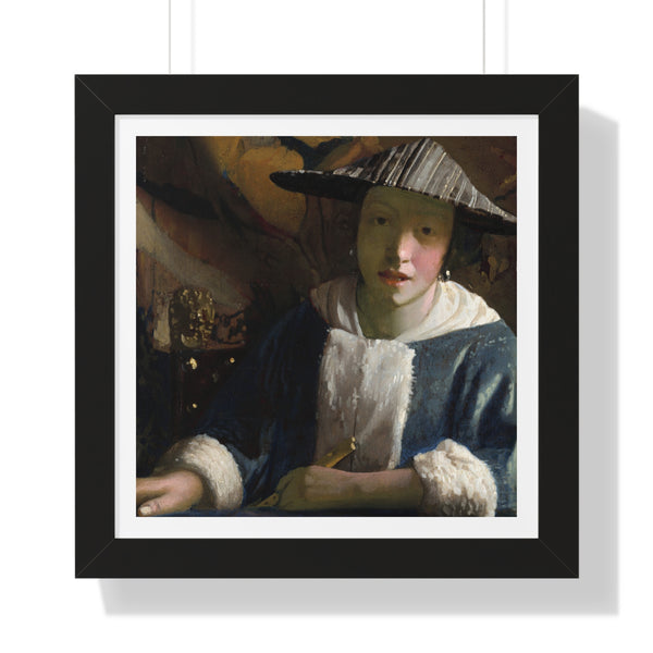 Girl with a Flute by Johannes Vermeer - Framed Print - Zapista