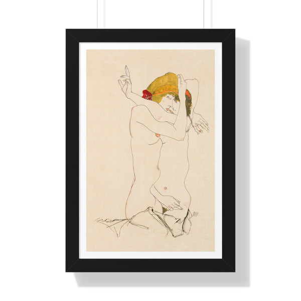 Two Women Embracing by Egon Schiele - Framed Print - Zapista