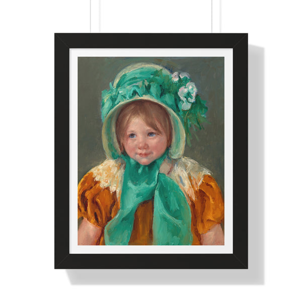 Sara in a Green Bonnet by Mary Cassatt - Framed Print - Zapista