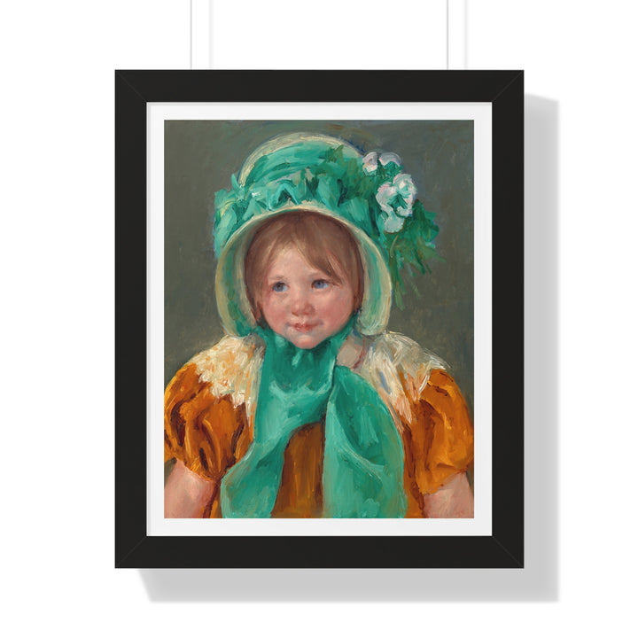 Sara in a Green Bonnet by Mary Cassatt - Framed Print - Zapista