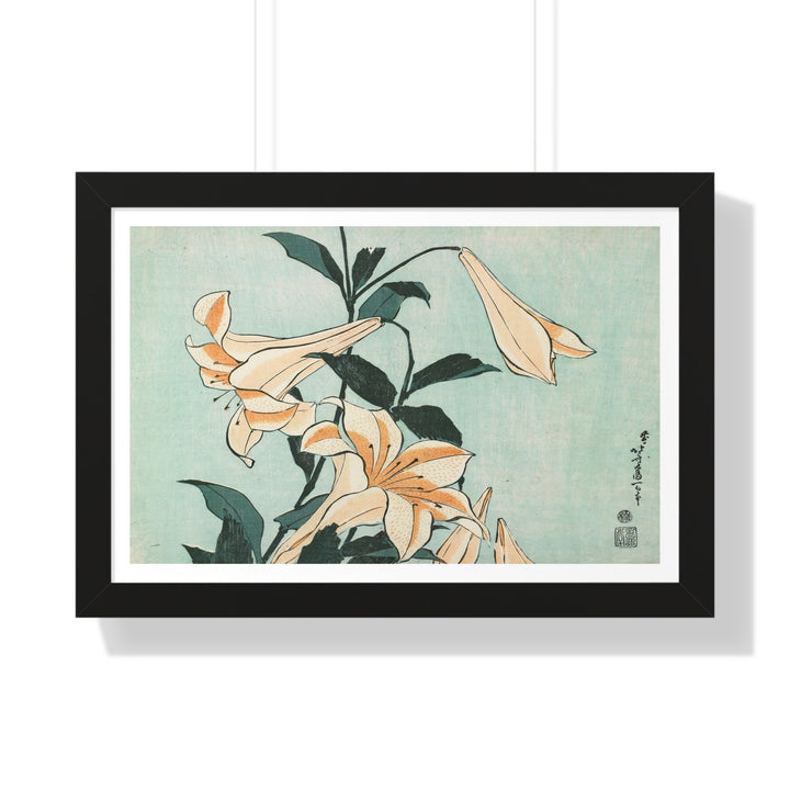 Lilies, from an untitled series of Large Flowers by Katsushika Hokusai - Framed Print - Zapista