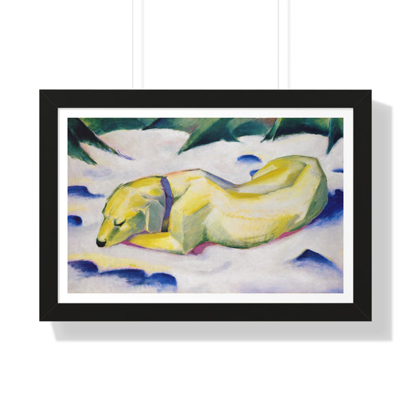 Dog Lying in the Snow by Franz Marc - Framed Print - Zapista