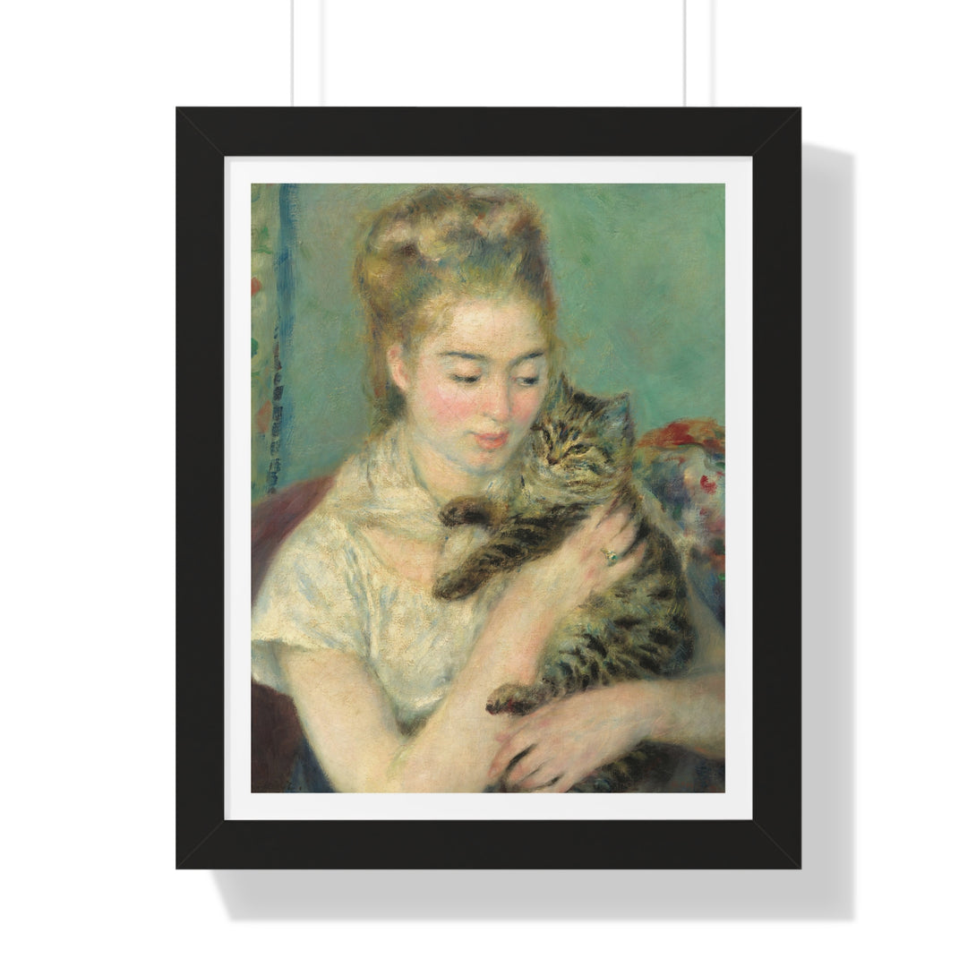 Woman with a Cat by Pierre-Auguste Renoir - Framed Print - Zapista