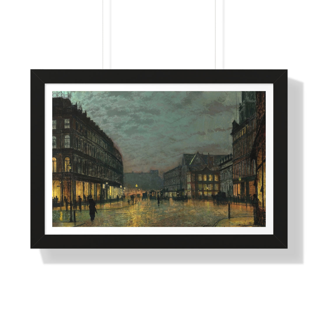 Boar Lane, Leeds by Lamplight by John Atkinson Grimshaw - Framed Print - Zapista