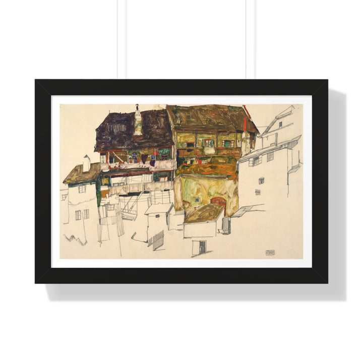 Old Houses in Krumau by Egon Schiele - Framed Print - Zapista