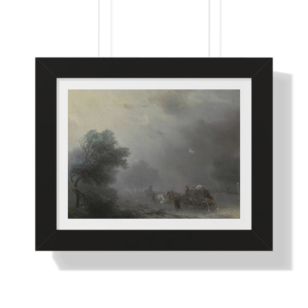 Carriage in a Storm by Ivan Konstantinovich Aivazovsky - Framed Print - Zapista