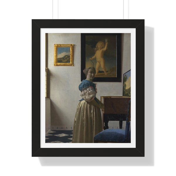 Lady Standing at a Virginal by Johannes Vermeer - Framed Print - Zapista