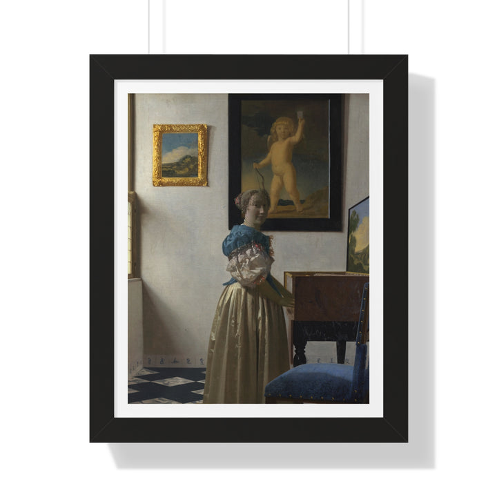 Lady Standing at a Virginal by Johannes Vermeer - Framed Print - Zapista