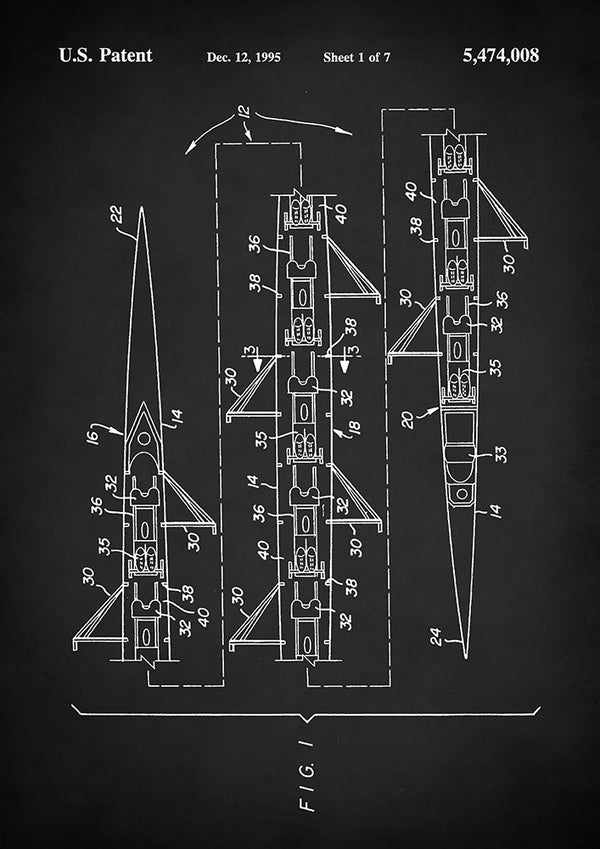 8 Man Rowing Shell Patent - Art Print - Zapista