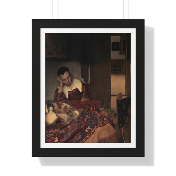 A Maid Asleep by Johannes Vermeer - Framed Print - Zapista