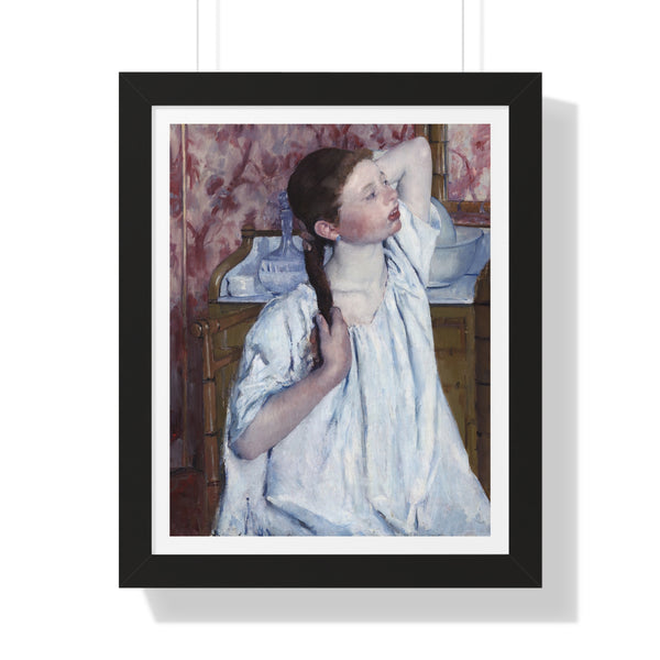 Girl Arranging Her Hair by Mary Cassatt - Framed Print - Zapista