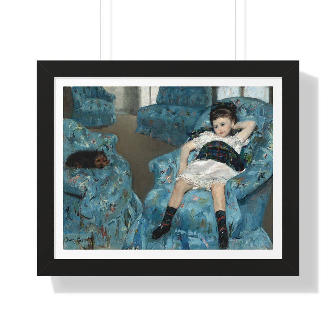 Little Girl in a Blue Armchair by Mary Cassatt - Framed Print - Zapista