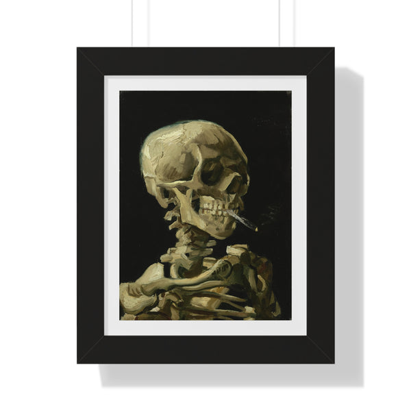 Head Of A Skeleton With A Burning Cigarette - Framed Print