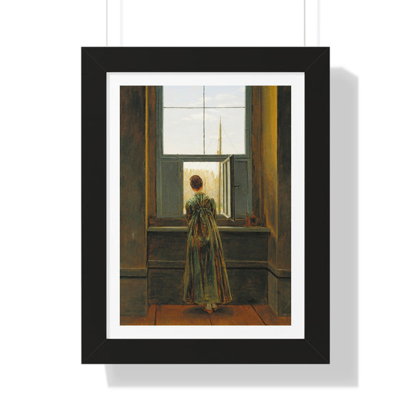 Woman at a Window by Caspar David Friedrich - Framed Print - Zapista