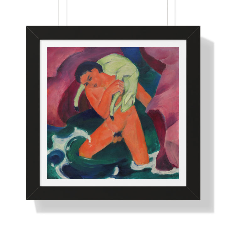 Young Boy with a Lamb: The Good Shepherd by Franz Marc - Framed Print - Zapista