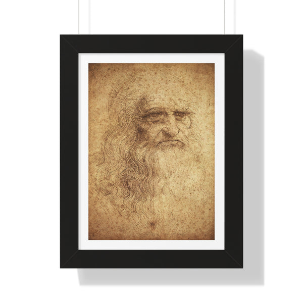 Self-Portrait (Portrait of a Man in Red Chalk) by Leonardo da Vinci - Framed Print - Zapista