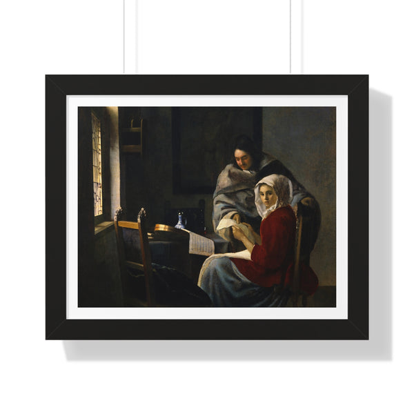 Girl Interrupted at Her Music by Johannes Vermeer - Framed Print - Zapista