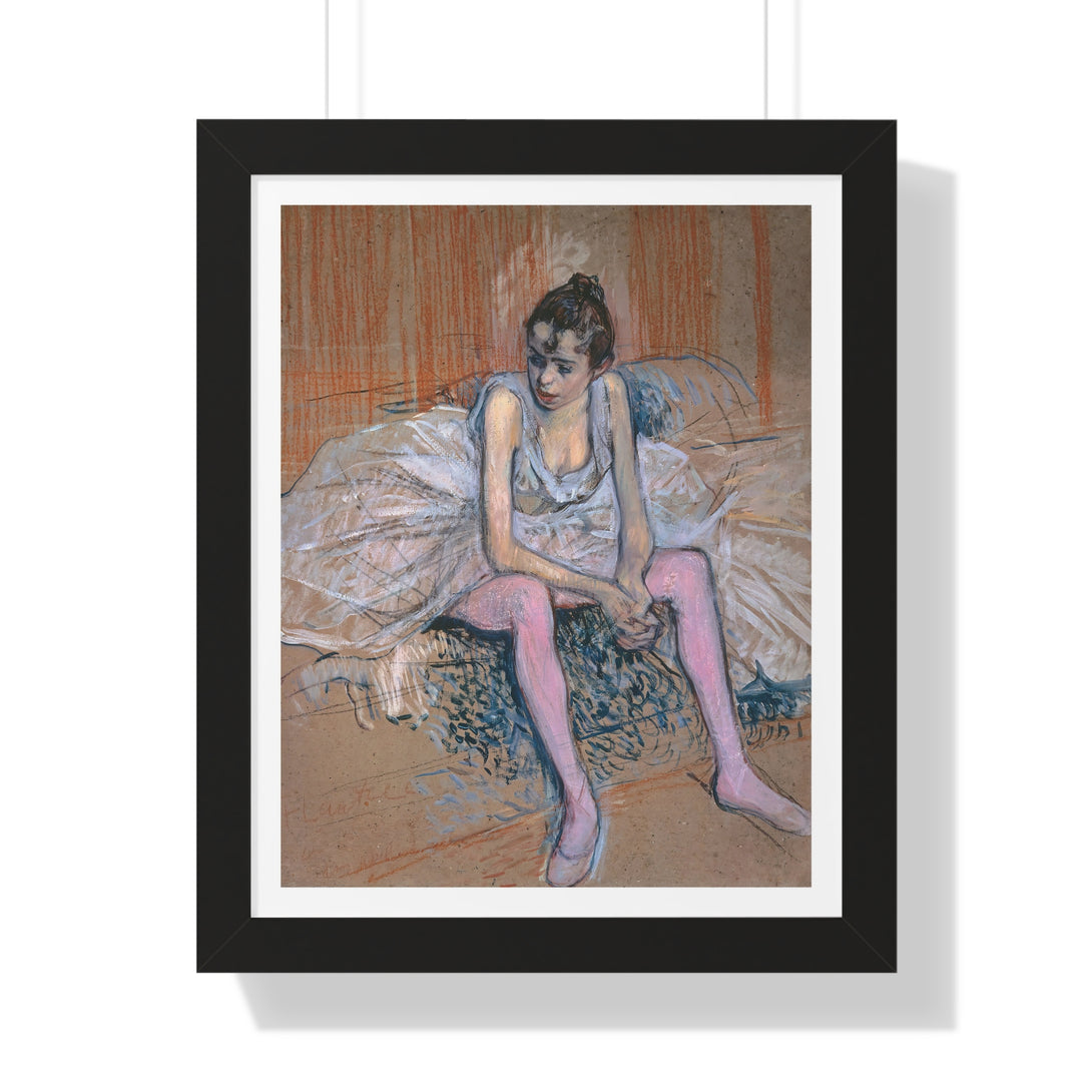 Seated Dancer (Danseuse assise aux bas roses) by Henri de Toulouse-Lautrec - Framed Print - Zapista