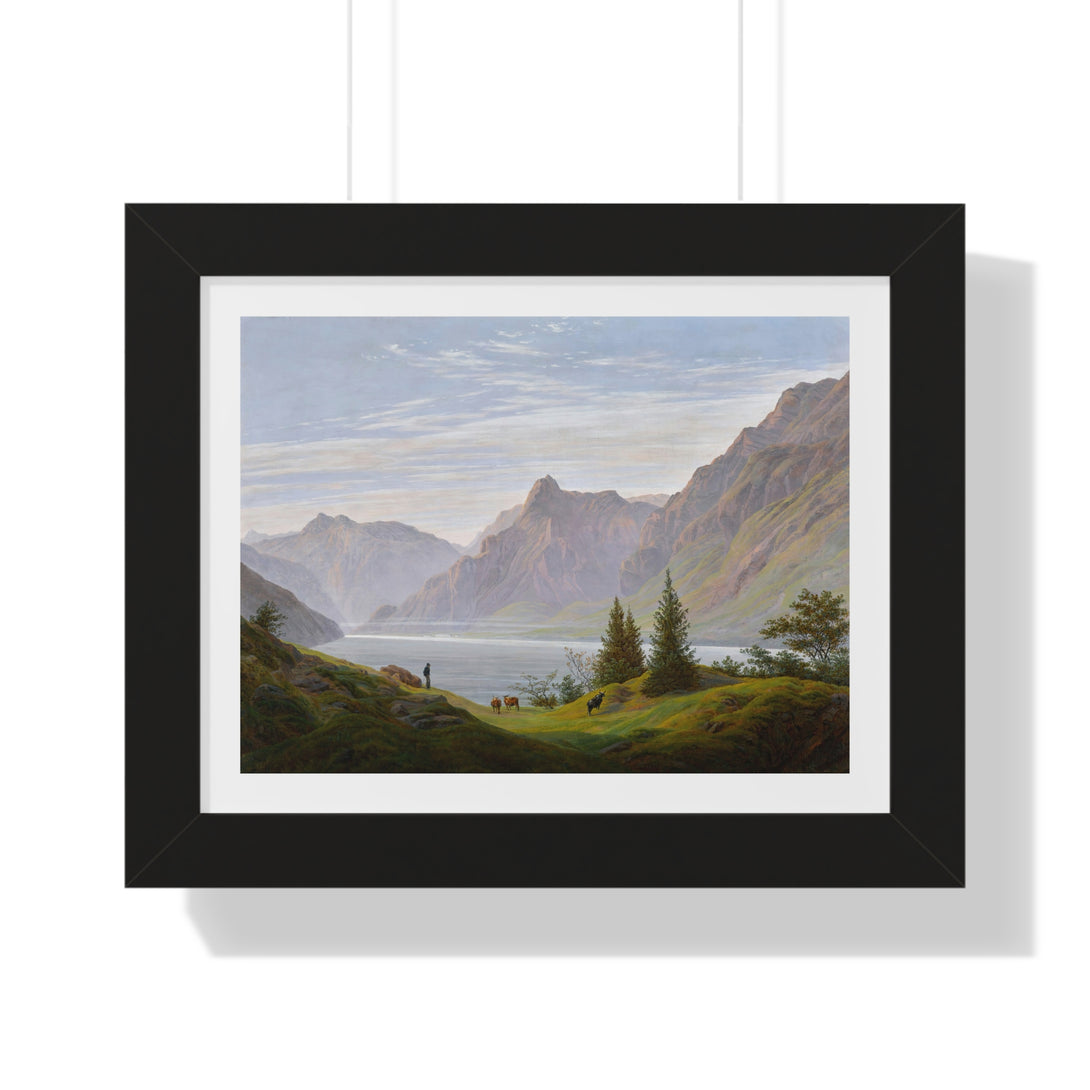 Landscape with Mountain lake, Morning (Landschaft mit gebirgsee, morgen) by Caspar David Friedrich - Framed Print - Zapista