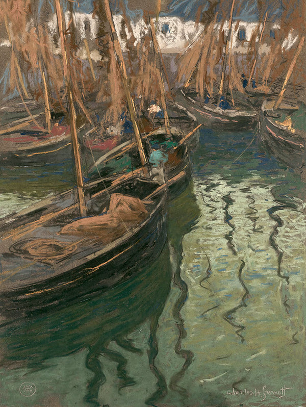 A Dock Harmony-Fishing Boats by Charles Fromuth - Art Print - Zapista