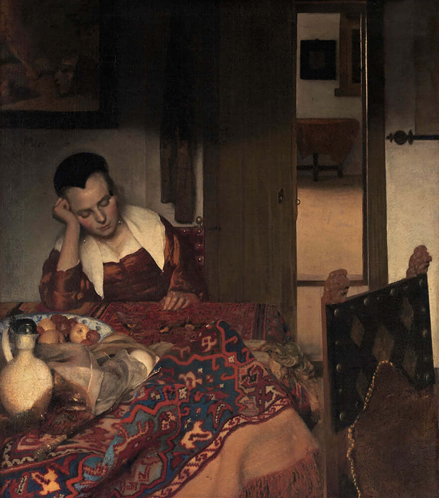 A Maid Asleep by Johannes Vermeer - Art Print - Zapista