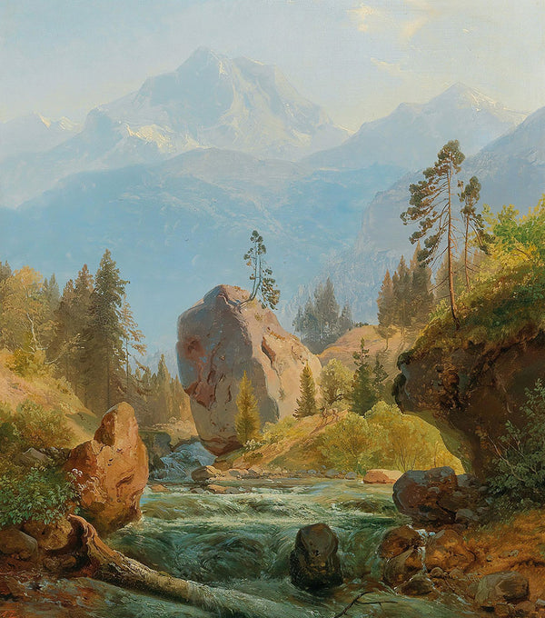 A Mountain Landscape With Creek by Albert Zimmermann - Art Print - Zapista