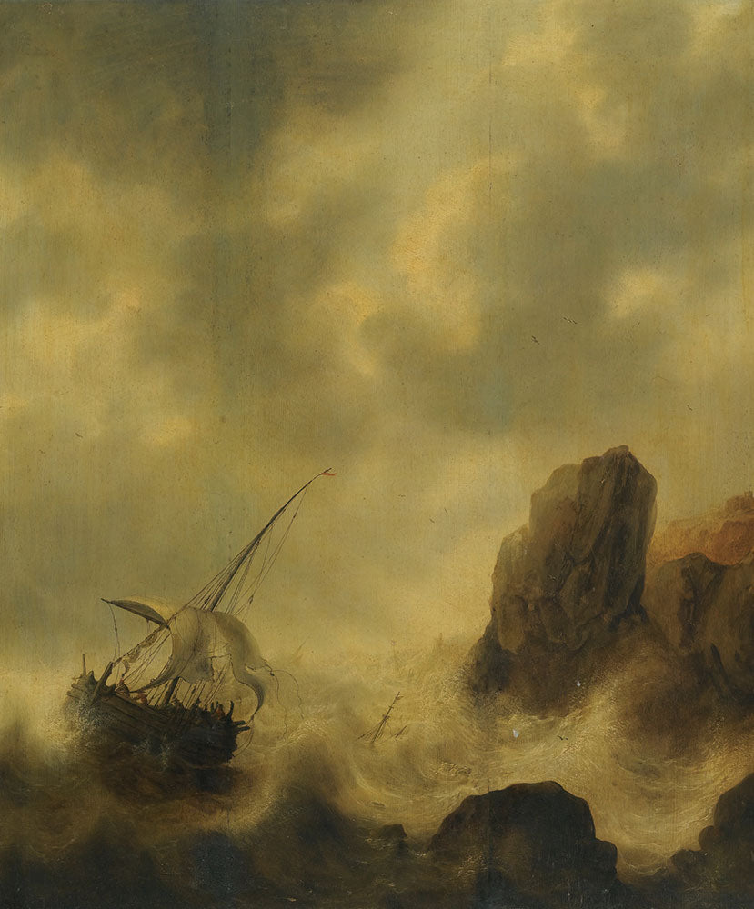 A Ship Foundering Off A Rocky Coast by Jacob Adriaensz Bellevois - Art Print - Zapista