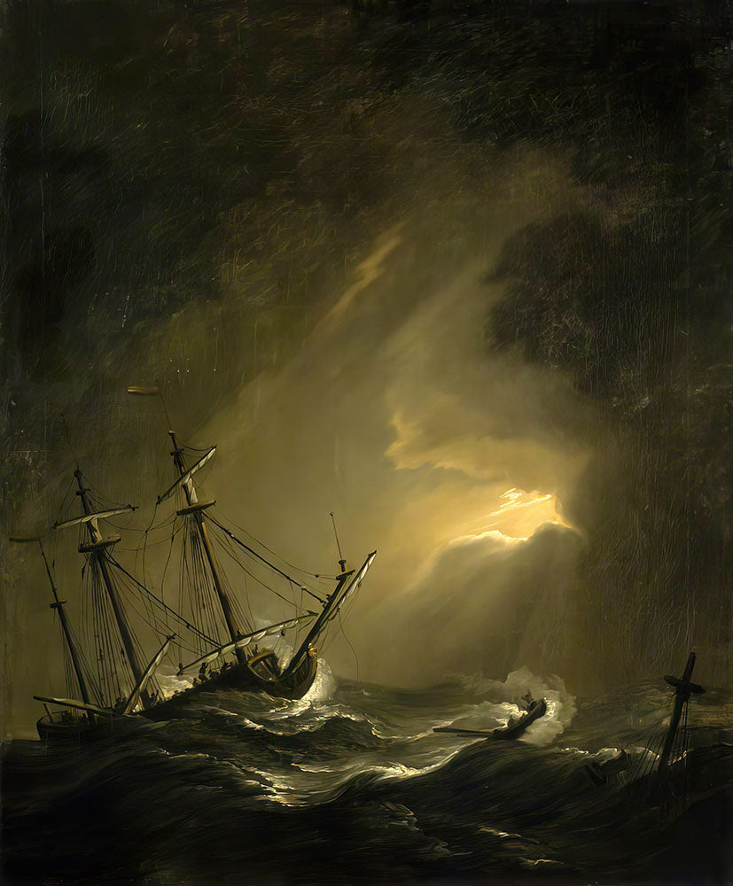 A Small Dutch Ship Riding out a Storm by Willem van de Velde the Younger - Art Print - Zapista