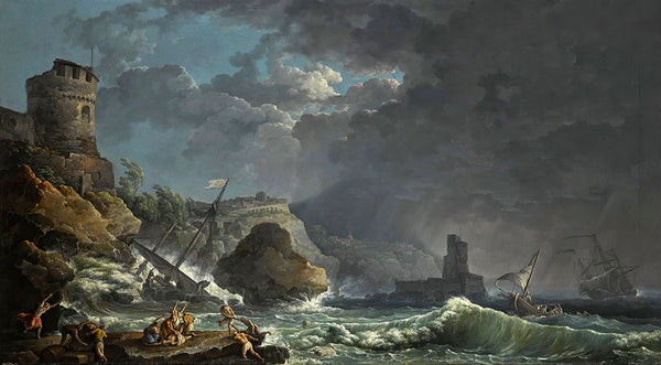 A Storm Off A Rocky Coast by Carlo Bonavia - Art Print - Zapista