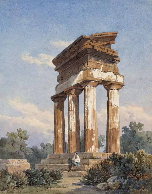 A Temple Ruin in Agrigento by Carl Wilhelm Gotzloff - Art Print - Zapista