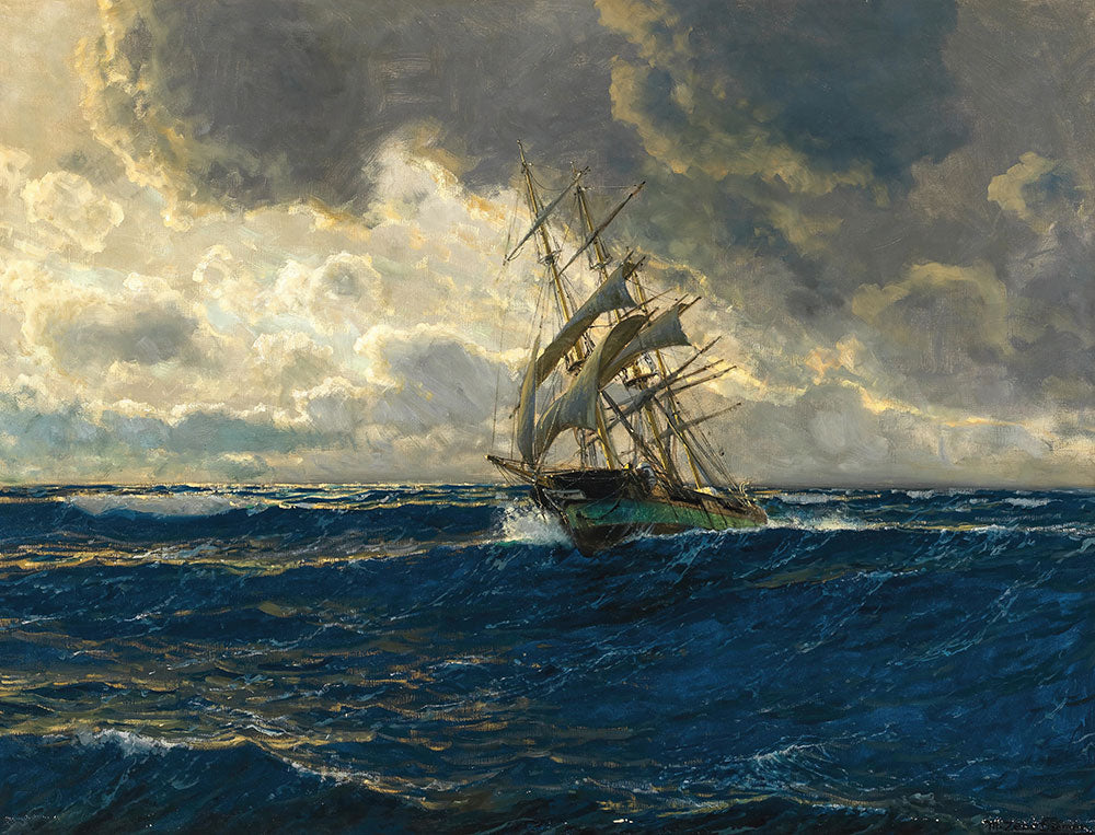 A Three-Master at Sea by Michael Zeno Diemer - Art Print - Zapista