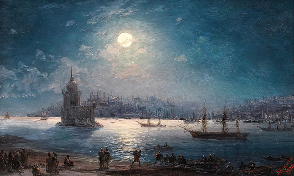 A View of the Bosporus with the Hagia Sophia and the Maiden’s Tower in the Moonlight by Ivan Aivazovsky - Art Print - Zapista