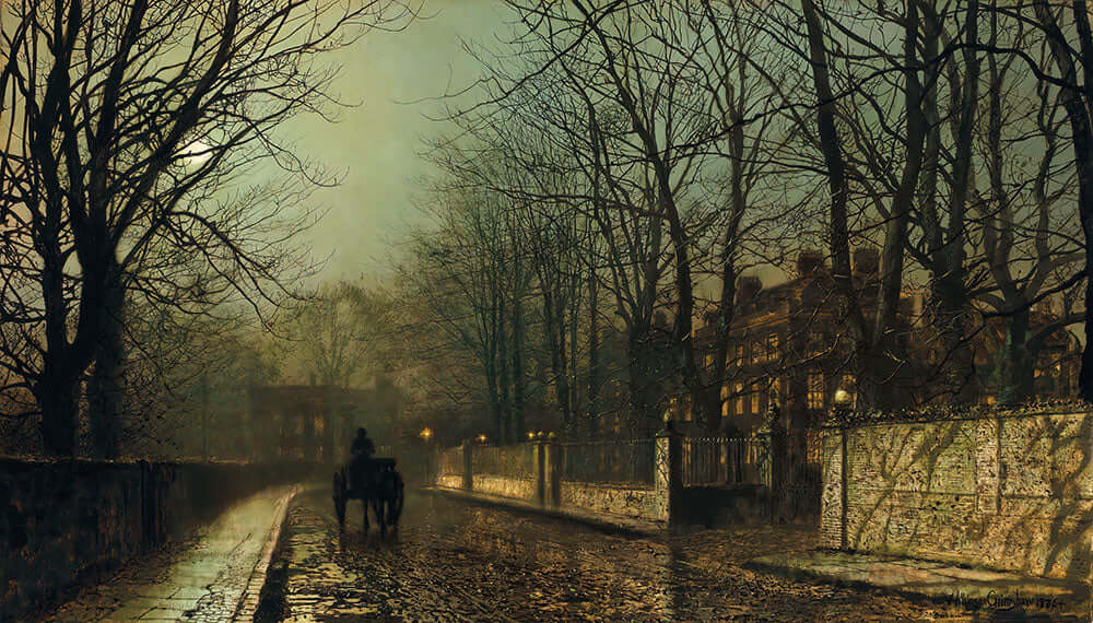 A Wet Moon, Putney Road by John Atkinson Grimshaw - Art Print - Zapista