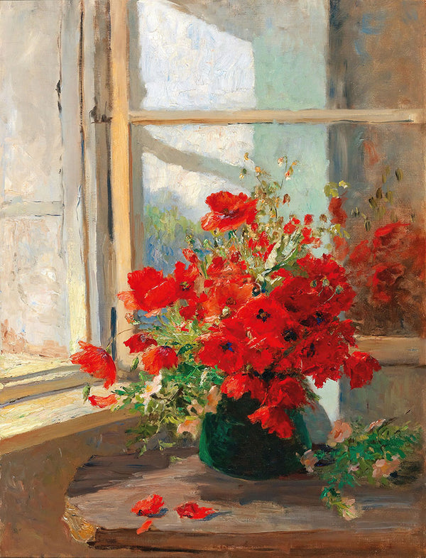 A Bouquet of Poppies by the Window by Olga Wisinger-Florian - Art Print - Zapista