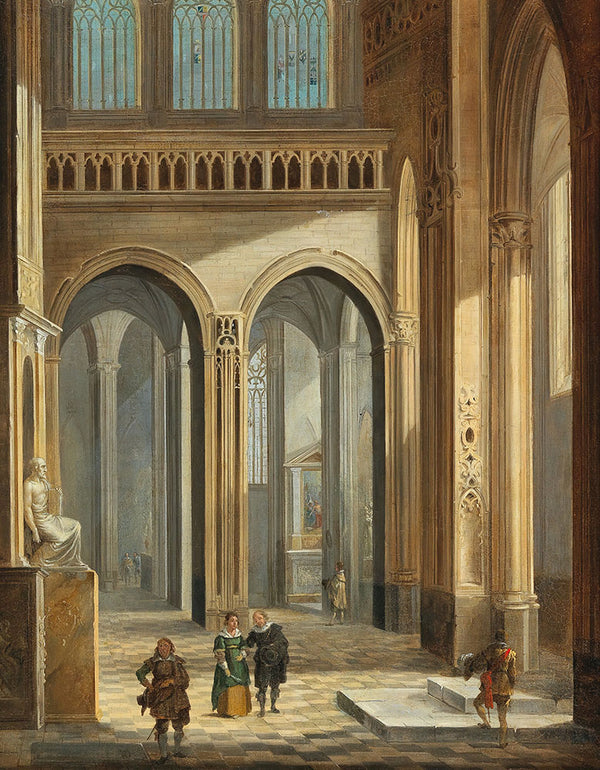 A church interior with figures dressed in seventeenth-century costume - Johann Ludwig Ernst Morgenstern - Art Print - Zapista