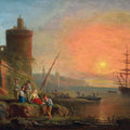 A Coastal Landscape at Sunset with Fisherfolk by the Shore by Francesco Fidanza - Art Print - Zapista