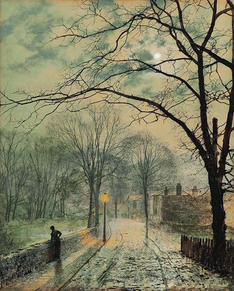 A Moonlit Stroll, Bonchurch, Isle of Wight by John Atkinson Grimshaw - Art Print - Zapista